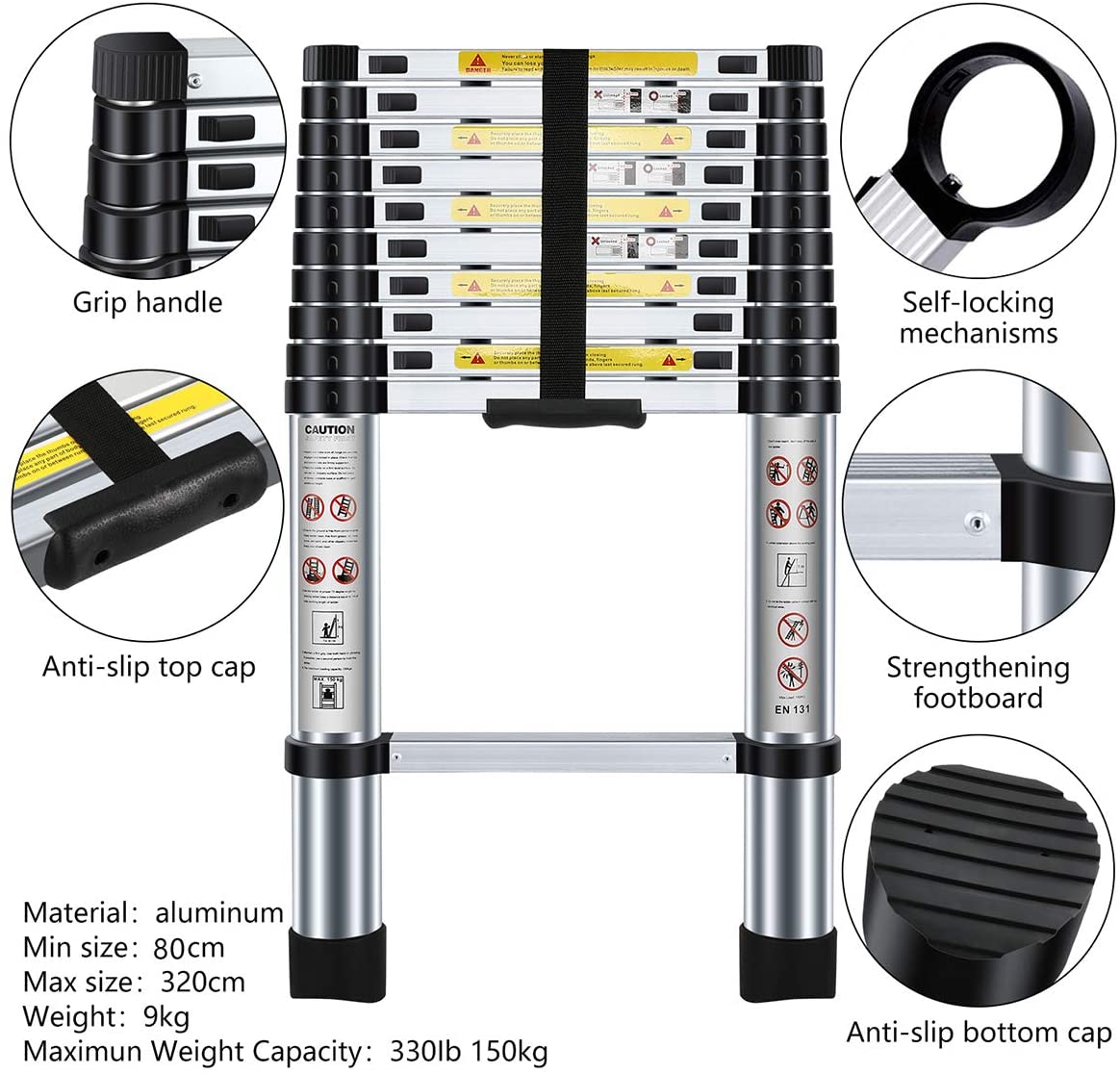 10.5Ft Extendable Alminium Ladders