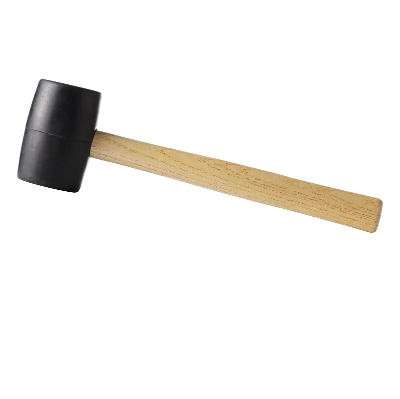 Black Rubber hammer with wood handle