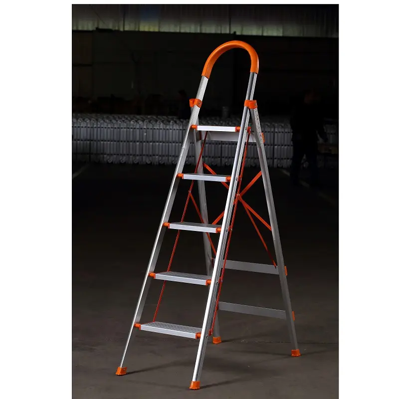 D type step ladder household ladder with orange color plastic part