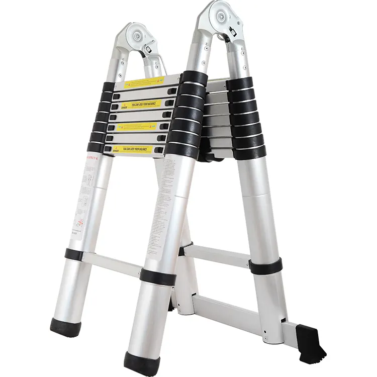 Aluminium Portable Telescopic Ladder DIY Extendable A-Frame Ladder Extension 16 Steps 150KG