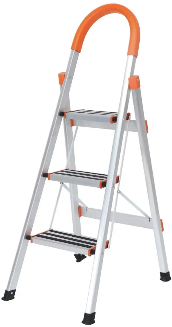 3 Step Aluminium Step Ladder Foldable Kitchen Step with Anti-Slip Steps