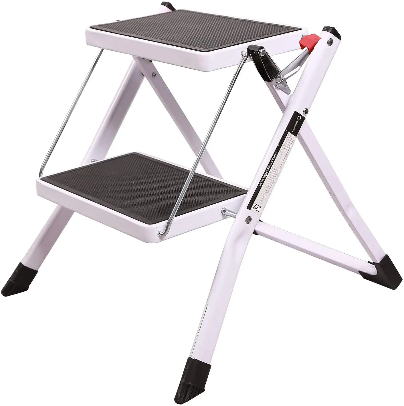 Small Step Ladder 2 Step Stool for Adults, Sturdy Heavy Duty White Folding Mini Ladder for Kitchen Closet manufacturer