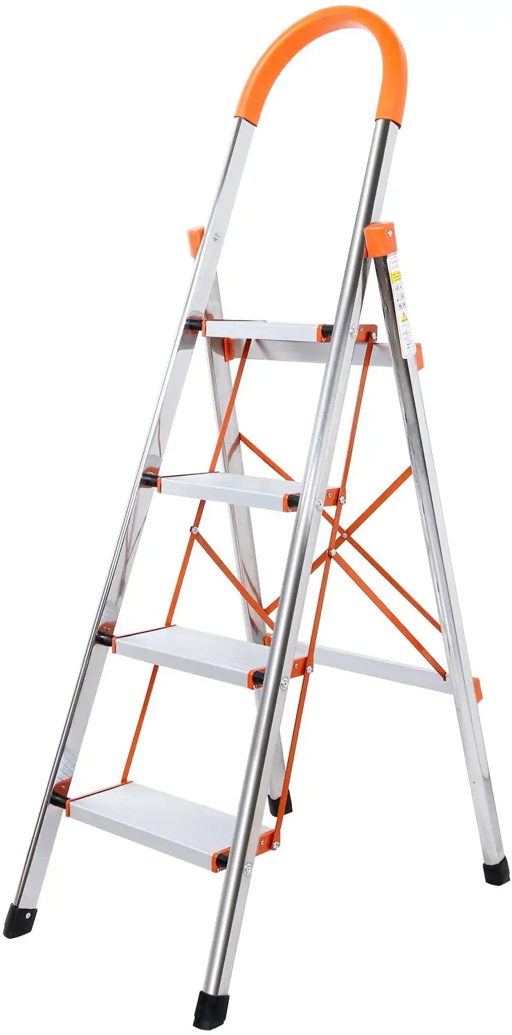 4-Step Stool Ladder Portal Dobrando Anti-Slip com Rubber Hand Grip 330lbs Capacidade
